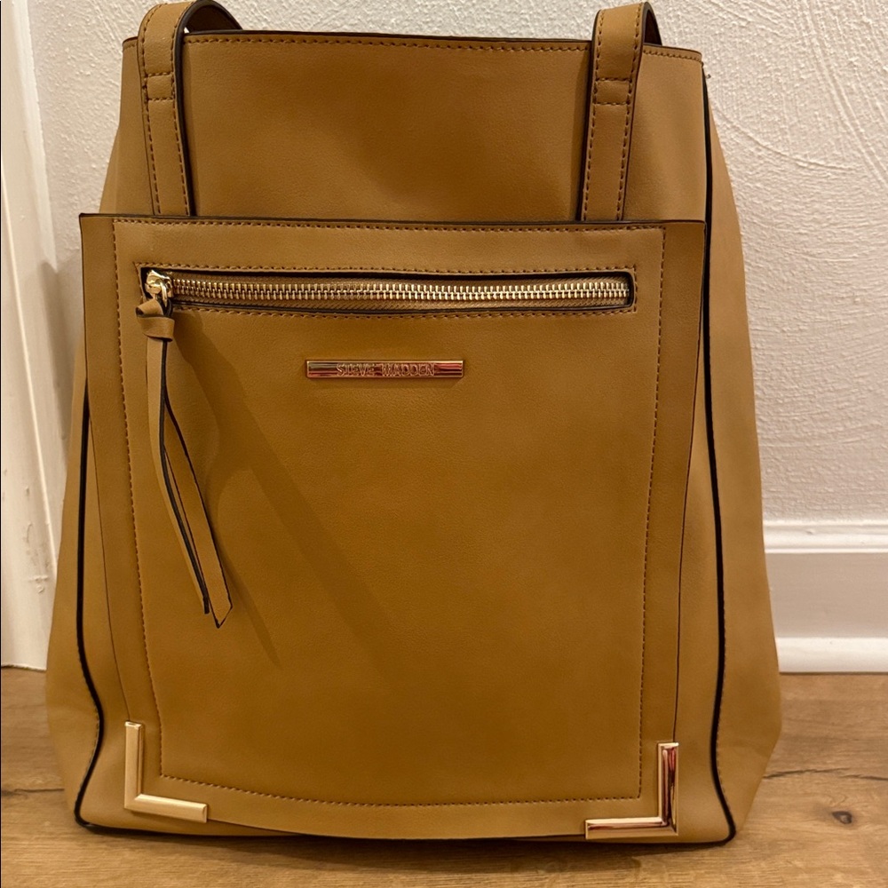 Steve Madden Camel Tote with Gold Accents